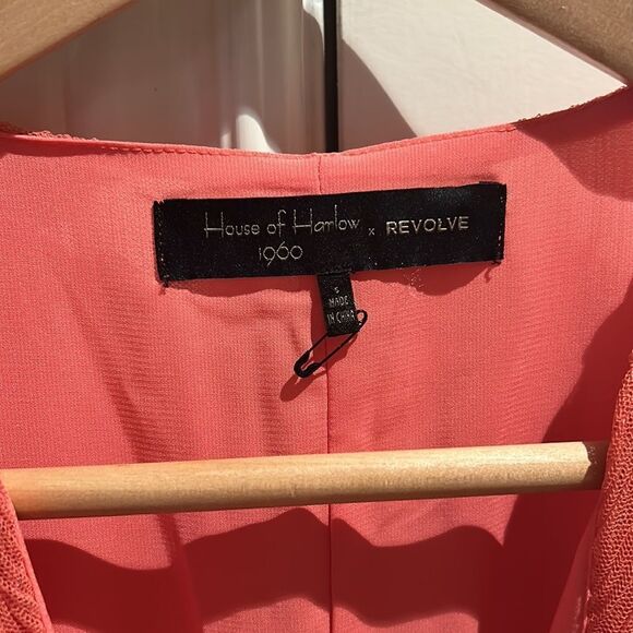 🎀 Revolve x house of Harlow 1960 wrap mesh midi dress coral - Picture 7 of 11